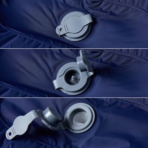 vidaXL pa&scaron;piepū&scaron;ams kempinga matracis, spilvens vienvietīgs tum&scaron;i zils