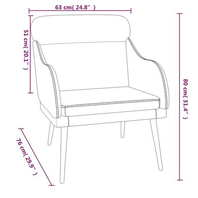 vidaXL atpūtas krēsls, zils, 63x76x80 cm, samts