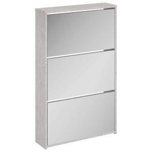 vidaXL apavu plaukts ar spoguli, 3 nodalījumi, pelēks, 63x17x102,5 cm