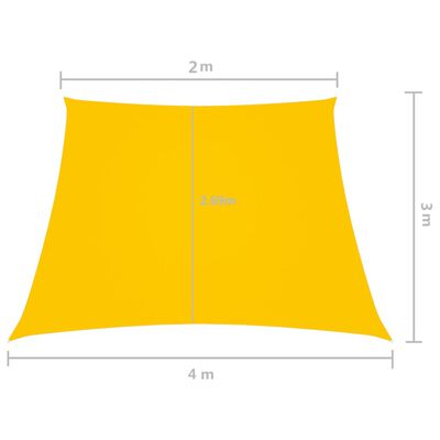 vidaXL saulessargs, 2/4x3 m, trapeces forma, dzeltens oksforda audums