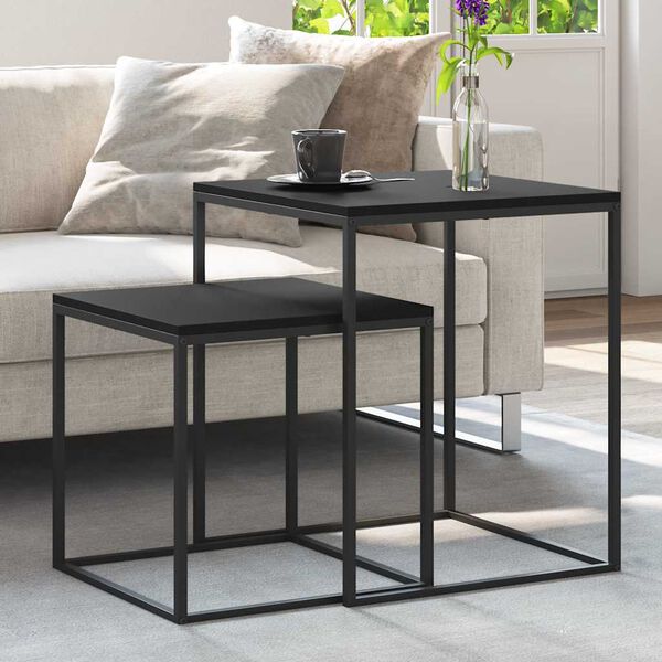 vidaXL kafijas galdiņi, 2 gab., inženierijas koks un metāls