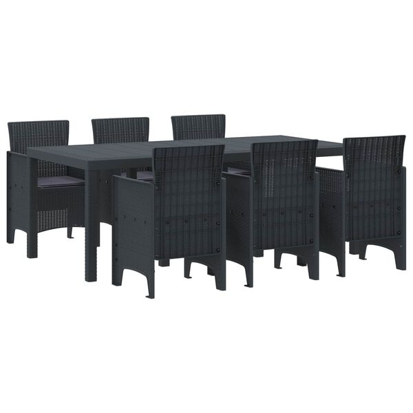 vidaXL Dārza ēdamgalds 7 pcs Antracīts Polt rattan