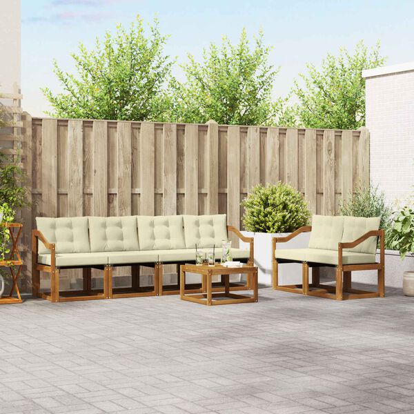 vidaXL Āra dīvānu komplekts ar spilvenu 7 pcs Dabisks un krējuma