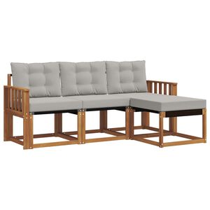 vidaXL Āra dīvānu komplekts ar spilvenu 4 pcs Dabīgs un gai&scaron;i pelēks