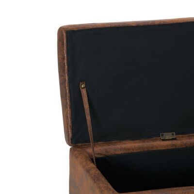 vidaXL sols ar kasti, 116 cm, brūna mākslīgā zamšāda
