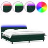 vidaXL atsperu gulta ar matraci, LED, tum&scaron;i zaļ&scaron; samts, 180x210 cm