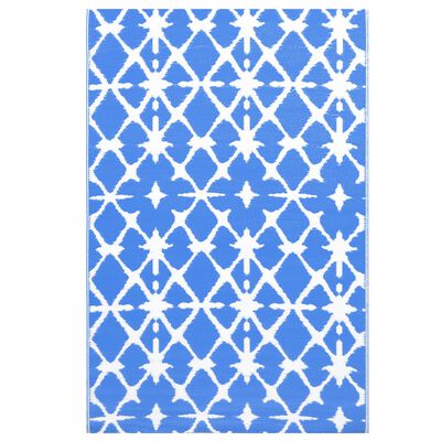 vidaXL āra paklājs, 190x290 cm, zils un balts PP