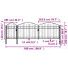 vidaXL dārza vārti ar arkveida formu, melni, 2x5 m, tērauds