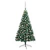 vidaXL izgaismota Ziemassvētku egle ar rotājumiem, zaļa, 150 cm