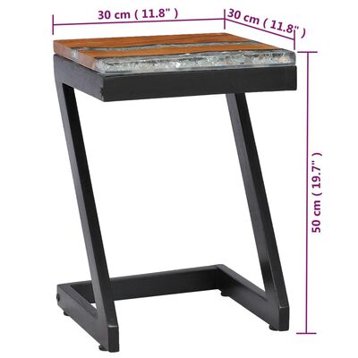 vidaXL kafijas galdiņš, 30x30x50 cm, masīvs tīkkoks un polirezīns