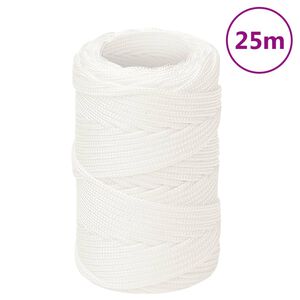 vidaXL laivu virve, balta, 2 mm, 25 m, polipropilēns