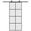 vidaXL bīdāmās durvis ar stiprinājumiem, melns, stikls, 90x205 cm