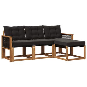 vidaXL Āra dīvānu komplekts ar spilvenu 4 pcs Dabiska un melna