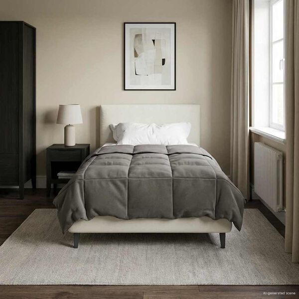 vidaXL Pilnas gada sega Tiltiņ&scaron; Gai&scaron;i pelēks 155 x 220 cm Mikro&scaron;ķiedra