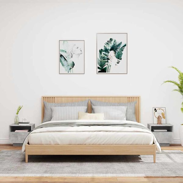 vidaXL naktsskapīši ar LED lampiņām, 2 gab., pelēki, 40x39x37 cm