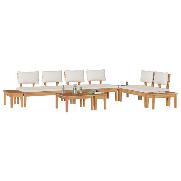 vidaXL Dārza sola komplekts ar spilvenu 5 pcs Brūns un Krēma