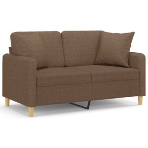 vidaXL divvietīgs dīvāns ar spilveniem, brūns, 120 cm, audums