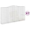 vidaXL arkveida gabiona grozi, 7 gb., 400x50x220/240cm, cinkota dzelzs