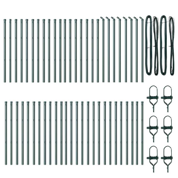 vidaXL Žoga āķis Cits 52 pcs Zaļa 3,2 x 3,2 x 120 cm Tērauds