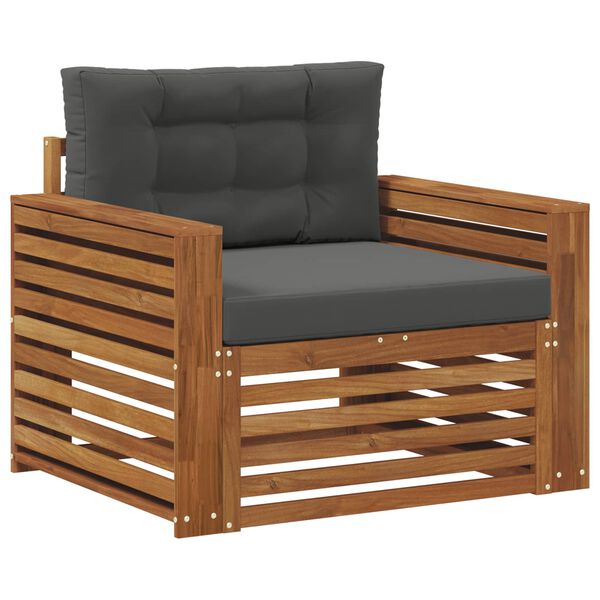 vidaXL Āra dīvānu komplekts Cieta akācijas koks un poliesters Dabiska