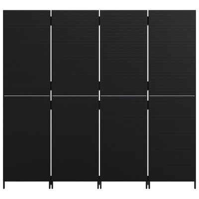 vidaXL istabas sadalītājs, 4 paneļi, melna polirotangpalma