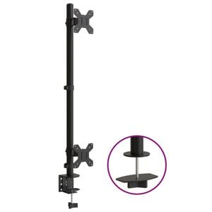 vidaXL dubultais monitora statīvs, melns, tērauds, VESA, 75/100 mm