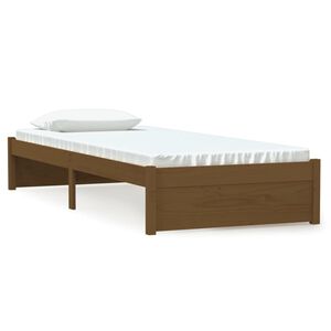 vidaXL gultas rāmis, medus brūns, masīvkoks, 75x190 cm, vienvietīgs