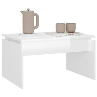 vidaXL kafijas galdiņš, spīdīgi balts, 68x50x38 cm, skaidu plāksne