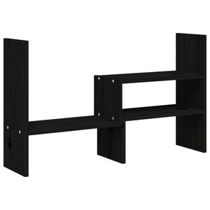 vidaXL monitora paliktnis, melns, (39-72)x17x43 cm, priedes masīvkoks