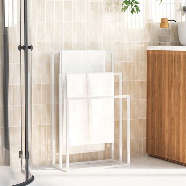 vidaXL dvieļu statīvs, balts, 48x24x79 cm, dzelzs