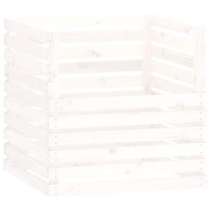 vidaXL komposta kaste, balta, 80x80x78 cm, priedes masīvkoks