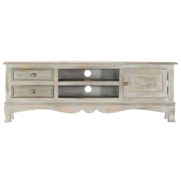 vidaXL TV skapītis, pelēks, 120x30x42 cm, mango masīvkoks