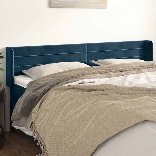 vidaXL galvgalis ar malām, tum&scaron;i zils samts, 183x16x78/88 cm