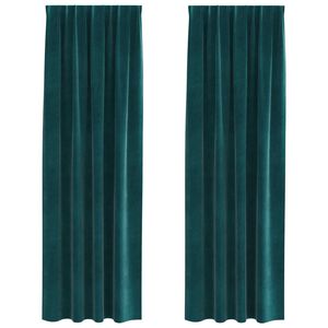 vidaXL Aptum&scaron;ojo&scaron;ie aizkari 2 pcs Tum&scaron;i zaļ&scaron; 140 x 245 cm Samts