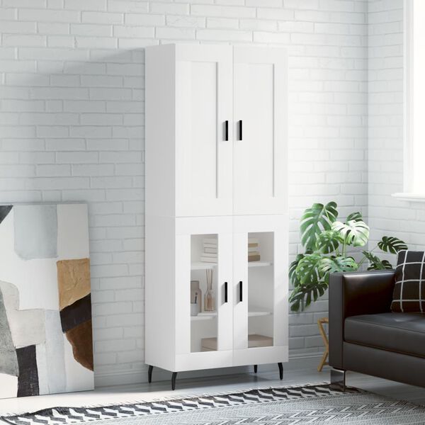 vidaXL augstais skapis, balts, 69,5x34x180 cm, inženierijas koks