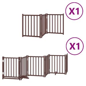 vidaXL suņu vārti ar durvīm, salokāmi, 9 paneļi, 450 cm, papeles koks