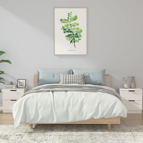 vidaXL naktsskapī&scaron;i, 2 gab., spīdīgi balti, inženierijas koks