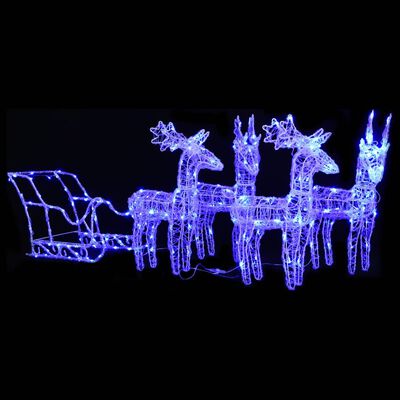 vidaXL Ziemassvētku dekorācija, ziemeļbrieži un kamanas, 280x28x55 cm