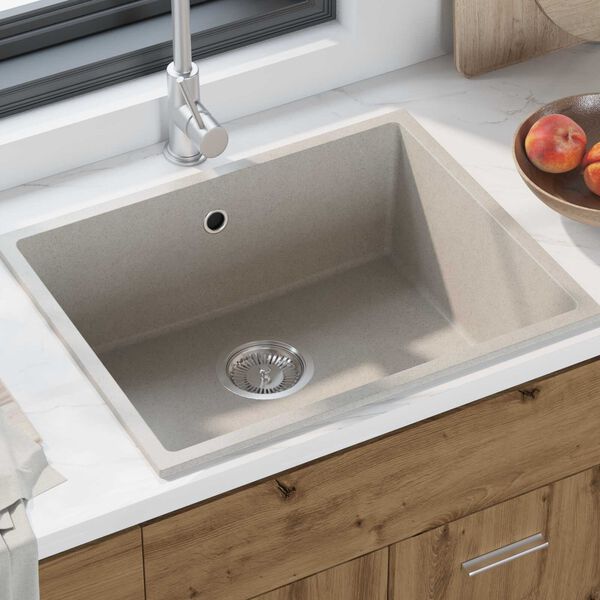 vidaXL Virtuves izlietne Bēša 54 x 44 x 20 cm Granīts
