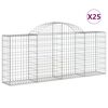 vidaXL arkveida gabiona grozi, 25 gb., 200x30x80/100cm, cinkota dzelzs