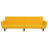vidaXL divvietīga dīvāngulta ar kājsoliņu, dzeltens samts