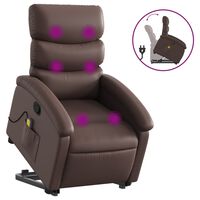 vidaXL masāžas krēsls, paceļams, atgāžams, brūna mākslīgā āda