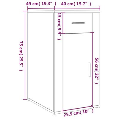 vidaXL galda skapītis, Sonomas ozolkoka, 40x49x75 cm