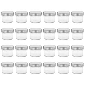 vidaXL ievārījuma burciņas, sudraba krāsas vāciņi, 24 gab., 110 ml