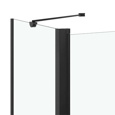 vidaXL divviru dušas kabīne, ESG, 120x68x130 cm, melna