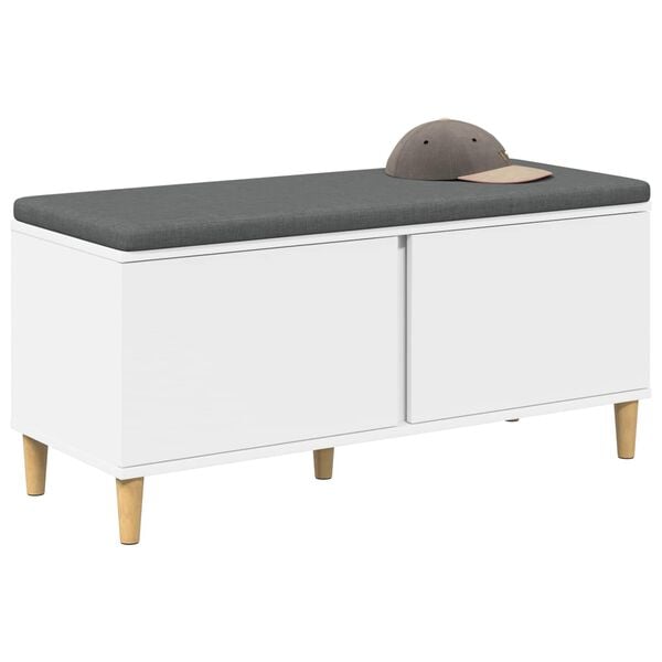 vidaXL Zāles sols ar spilvenu ar uzglabā&scaron;anu Balts 100 x 38 x 46 cm