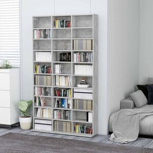 vidaXL CD plaukts, betonpelēks, 102x16x177,5 cm, inženierijas koks