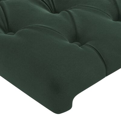 vidaXL gultas galvgalis ar LED, 83x16x78/88 cm, tumši zaļš samts