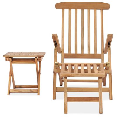 vidaXL dārza krēsls ar kāju balstu un galdiņu, masīvs tīkkoks