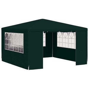 vidaXL dārza nojume ar sānu sienām, profesionāla, 4x4 m, zaļa, 90 g/m&sup2;